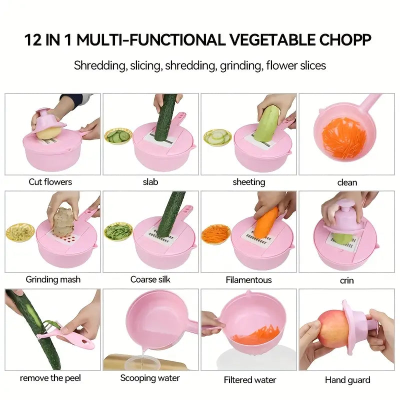 7-in-1 Magic Vegetable Cutter with Drain Basket – Quick 10-Minute Veggie Prep