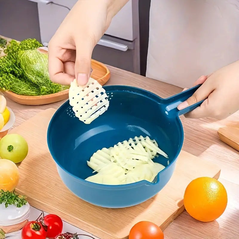 7-in-1 Magic Vegetable Cutter with Drain Basket – Quick 10-Minute Veggie Prep