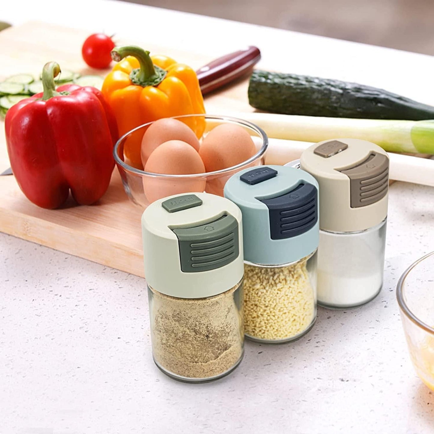 Push Button Spice Dispenser -  Perfect for Kitchen Storage