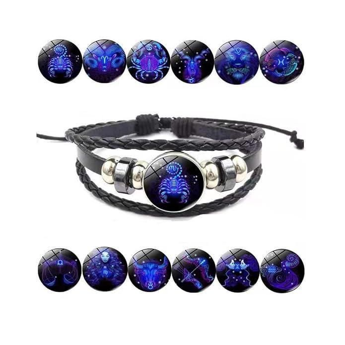 🔥Zodiac Constellation Guardian Black Leather Adjustable Bracelet 🔥- FLAT 50% OFF