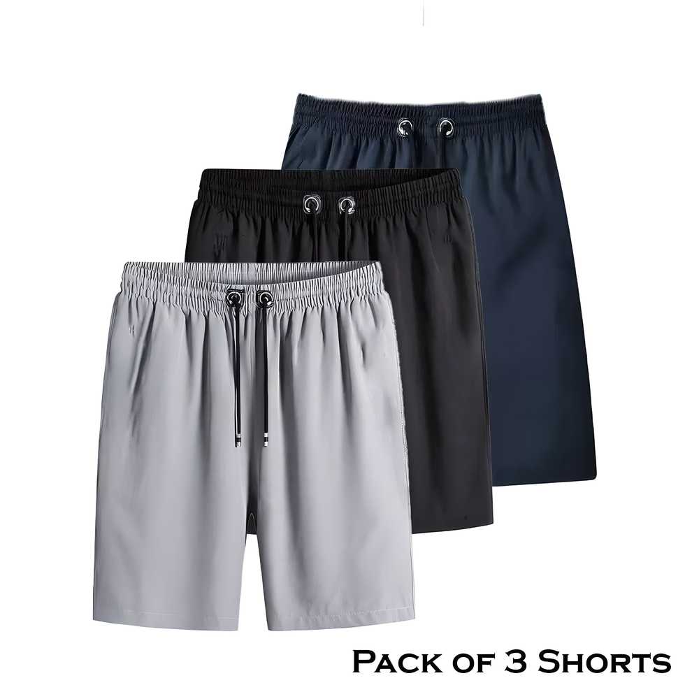 Combo of 3 Men's Cotton Active Shorts - BUY 1 GET 2 FREE