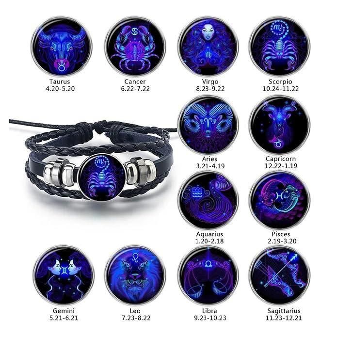 🔥Zodiac Constellation Guardian Black Leather Adjustable Bracelet 🔥- FLAT 50% OFF