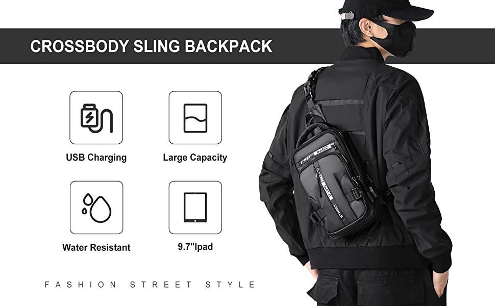 Multifunctional Sling Bag with USB Charging Port