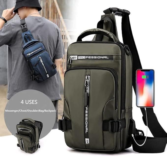 Multifunctional Sling Bag with USB Charging Port