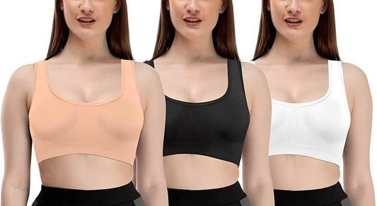 Women's Cotton Solid Non Padded Air Bra (Pack of 3)