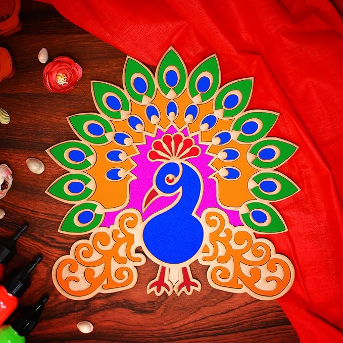 Reusable Wooden Base Rangoli Template Mat