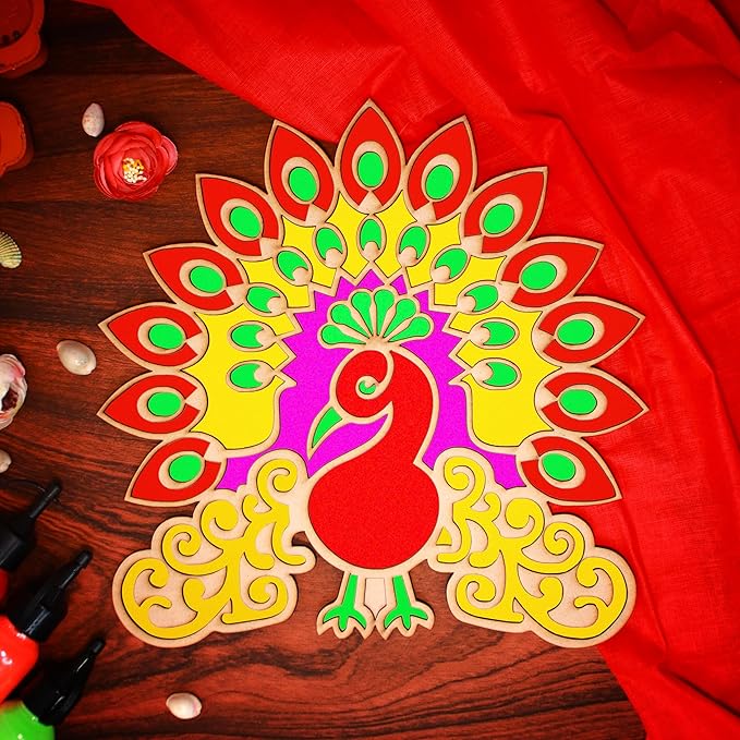 Reusable Wooden Base Rangoli Template Mat