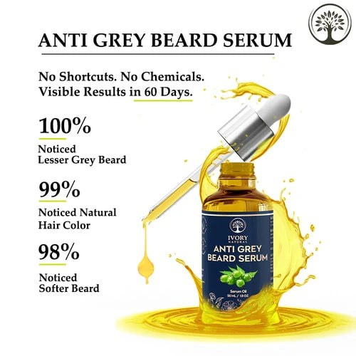 Grey Beard Oil Serum (100% Ayush Ministry Certified) - Turning White Beard to Black and Reversing Graying Hair