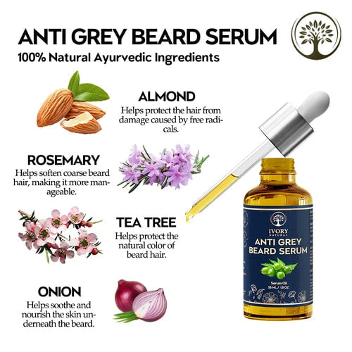 Grey Beard Oil Serum (100% Ayush Ministry Certified) - Turning White Beard to Black and Reversing Graying Hair