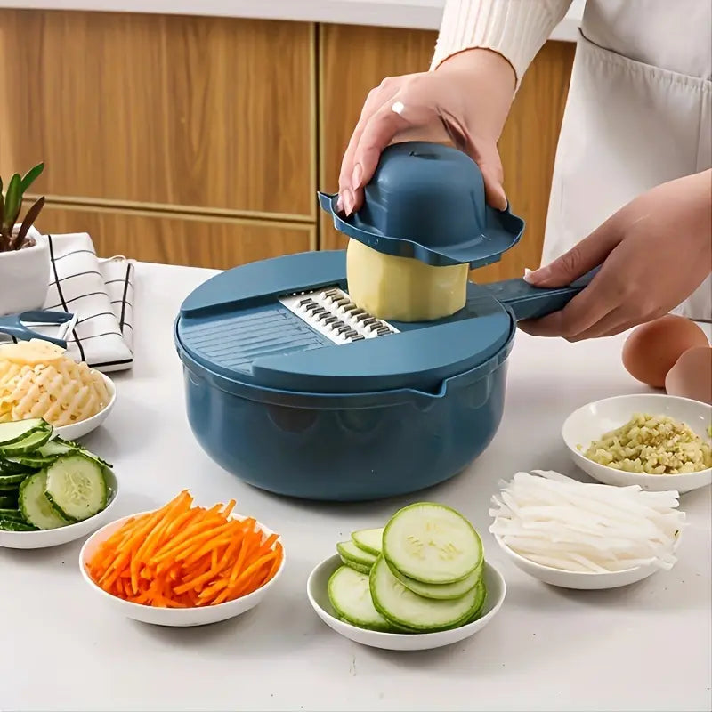 7-in-1 Magic Vegetable Cutter with Drain Basket – Quick 10-Minute Veggie Prep